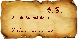 Vitek Barnabás névjegykártya