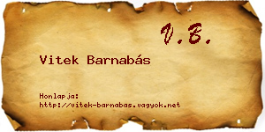 Vitek Barnabás névjegykártya